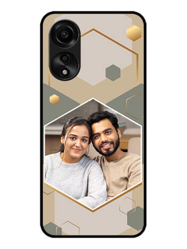 Custom Oppo A78 4G Photo Printing on Glass Case - Stylish Hexagon Pattern Design
