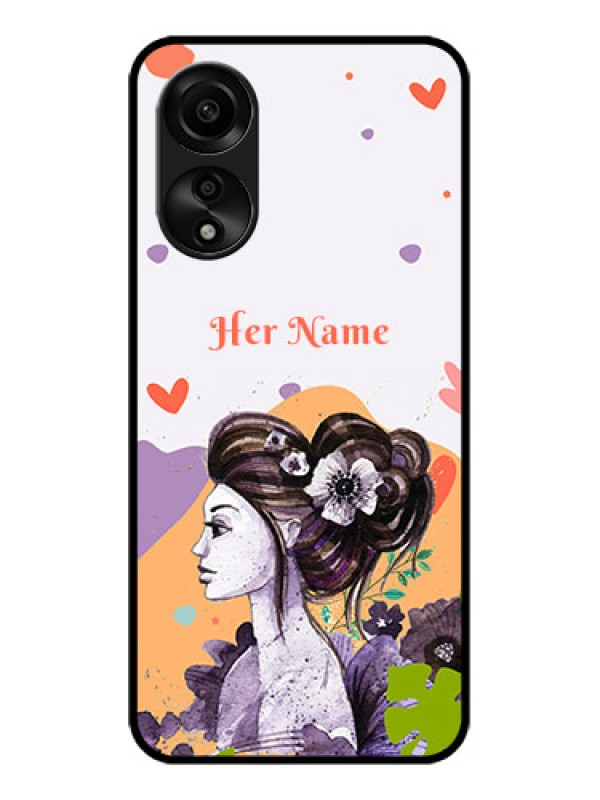 Custom Oppo A78 4G Personalized Glass Phone Case - Woman And Nature Design