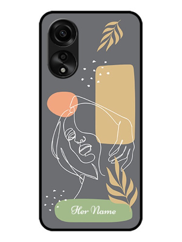 Custom Oppo A78 4G Custom Glass Phone Case - Gazing Woman line art Design