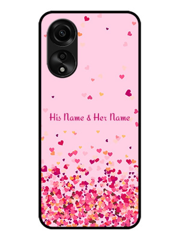 Custom Oppo A78 4G Photo Printing on Glass Case - Floating Hearts Design