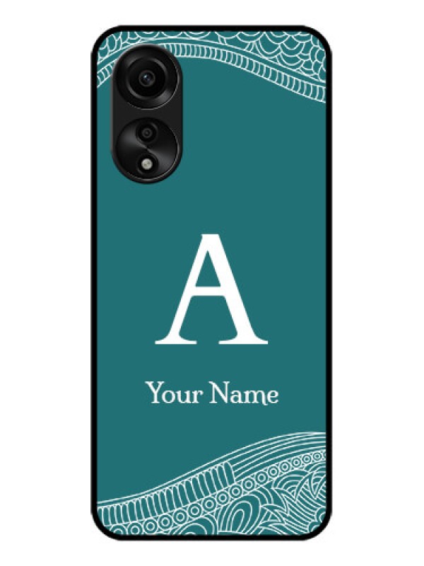Custom Oppo A78 4G Personalized Glass Phone Case - line art pattern with custom name Design