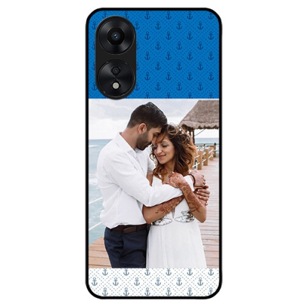 Oppo A78 5G Photo Printing on Glass Case - Blue Anchors Design