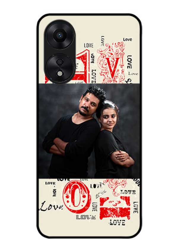 Oppo A78 5G Photo Printing on Glass Case - Trendy Love Design Case