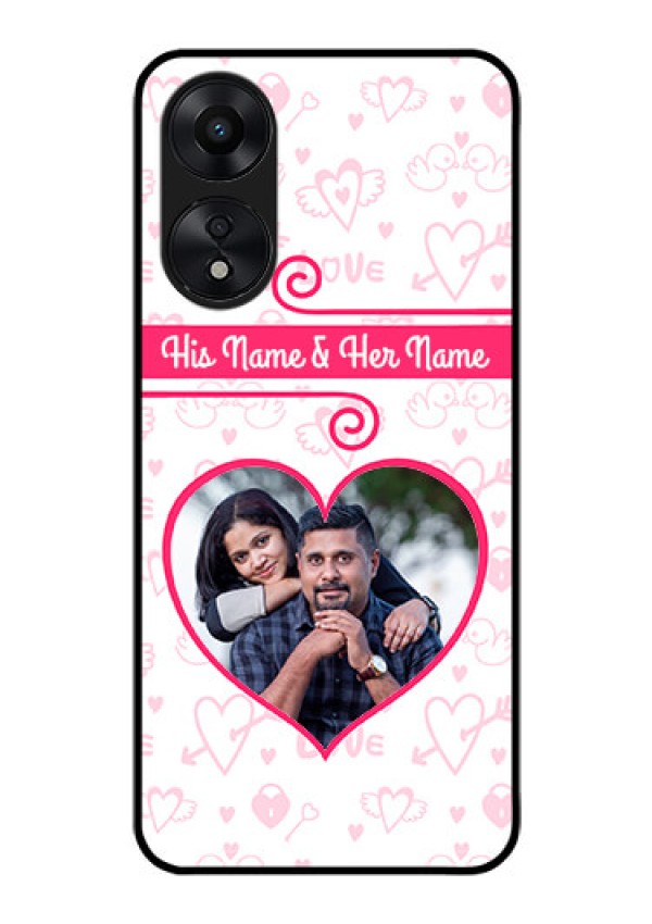 Oppo A78 5G Personalized Glass Phone Case - Heart Shape Love Design