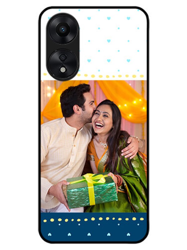 Custom Oppo A78 5G Personalized Glass Phone Case - White and Blue Abstract Design