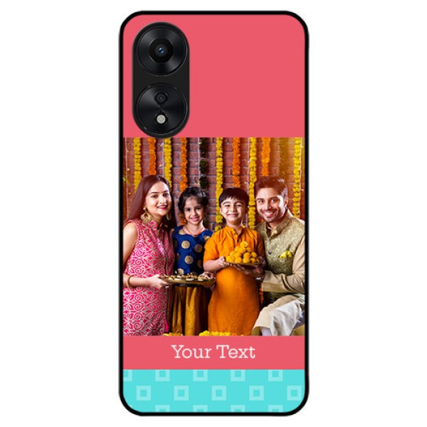 Oppo A78 5G Personalized Glass Phone Case - Peach & Blue Color Design
