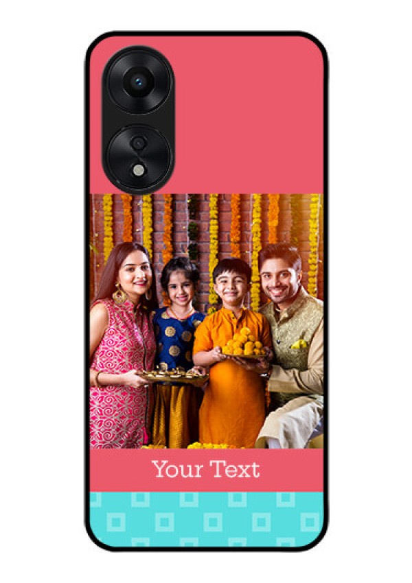 Oppo A78 5G Personalized Glass Phone Case - Peach & Blue Color Design
