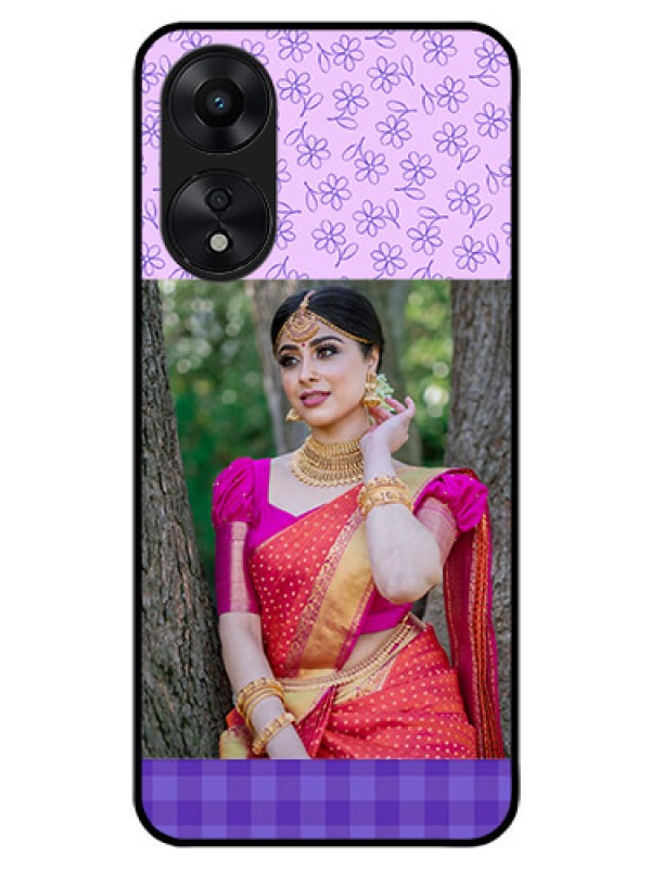 Custom Oppo A78 5G Custom Glass Phone Case - Purple Floral Design