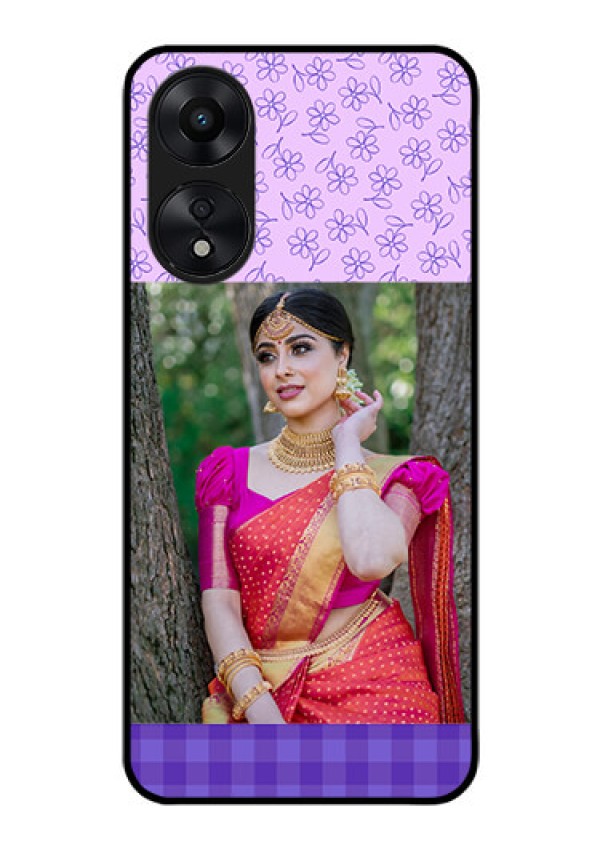 Oppo A78 5G Custom Glass Phone Case - Purple Floral Design