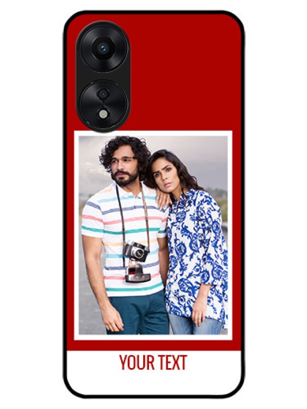 Custom Oppo A78 5G Personalized Glass Phone Case - Simple Red Color Design