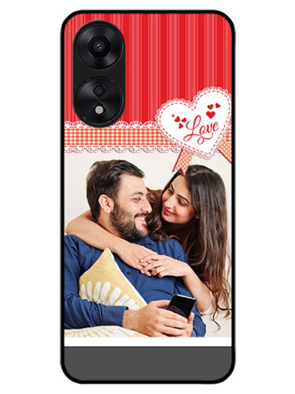 Custom Oppo A78 5G Custom Glass Mobile Case - Red Love Pattern Design