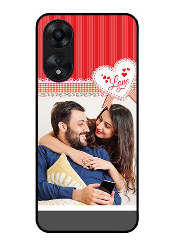 Oppo A78 5G Custom Glass Mobile Case - Red Love Pattern Design
