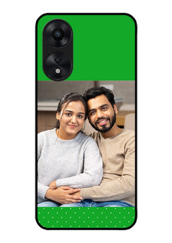 Oppo A78 5G Personalized Glass Phone Case - Green Pattern Design