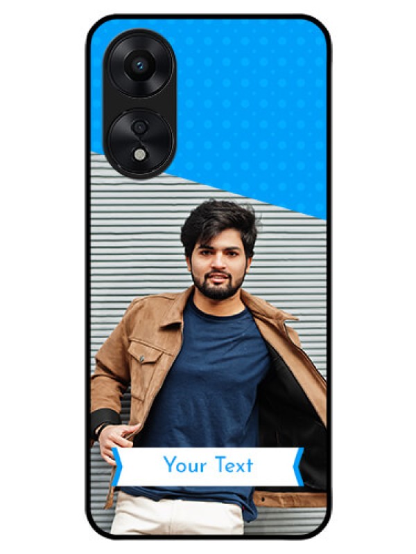 Custom Oppo A78 5G Photo Printing on Glass Case - Simple Blue Color Design