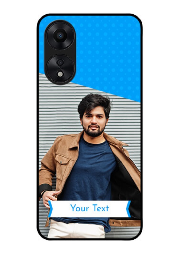 Oppo A78 5G Photo Printing on Glass Case - Simple Blue Color Design