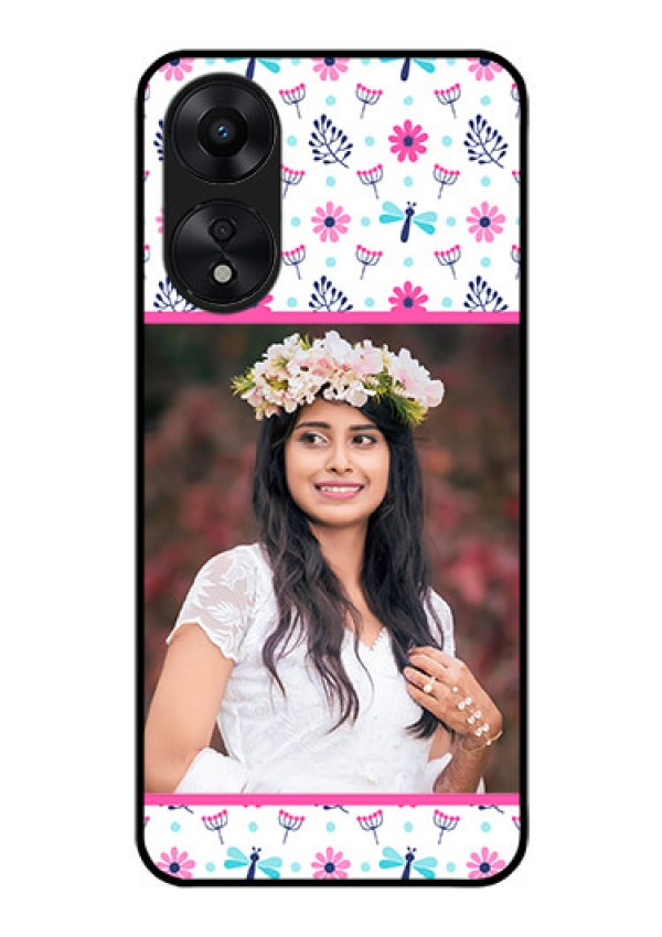 Oppo A78 5G Photo Printing on Glass Case - Colorful Flower Design