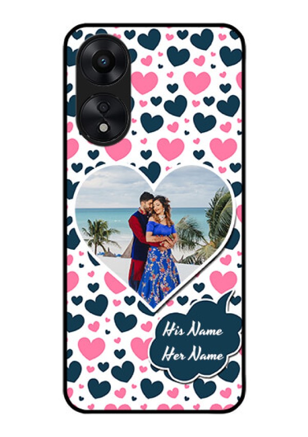 Oppo A78 5G Custom Glass Phone Case - Pink & Blue Heart Design