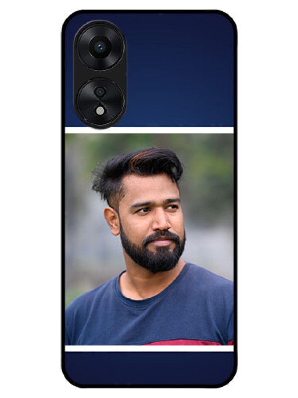 Custom Oppo A78 5G Personalized Glass Phone Case - Simple Royal Blue Design