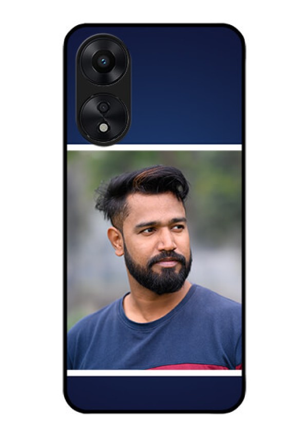 Oppo A78 5G Personalized Glass Phone Case - Simple Royal Blue Design