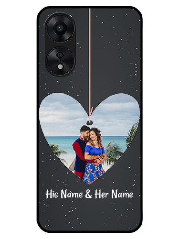 Custom Oppo A78 5G Custom Glass Phone Case - Hanging Heart Design