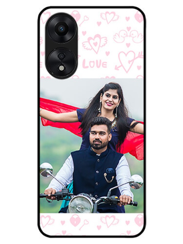 Custom Oppo A78 5G Custom Glass Mobile Case - Pink Flying Heart Design