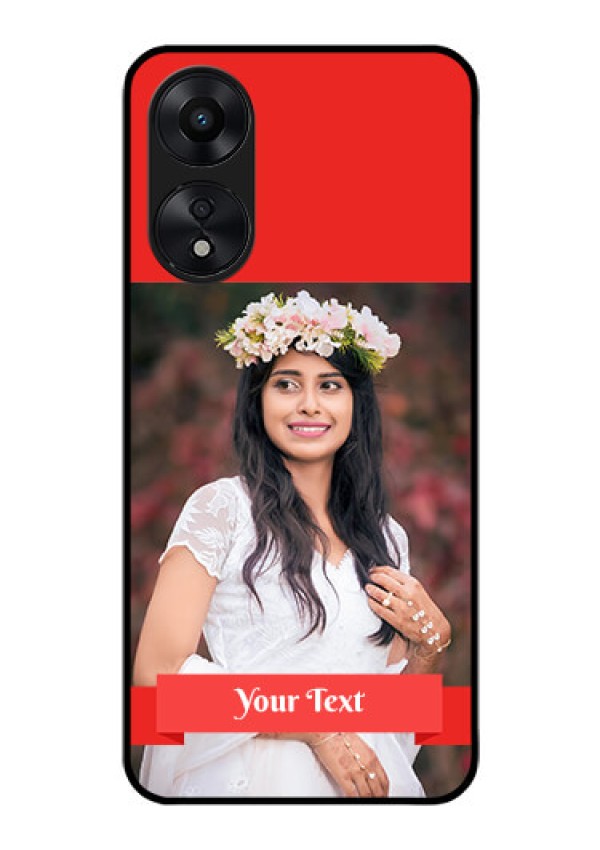 Oppo A78 5G Custom Glass Phone Case - Simple Red Color Design