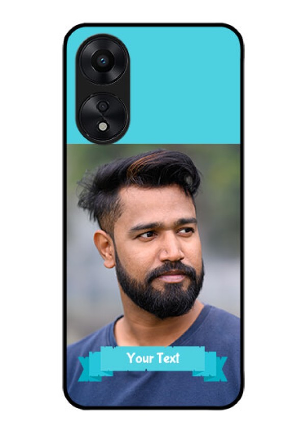 Oppo A78 5G Personalized Glass Phone Case - Simple Blue Color Design