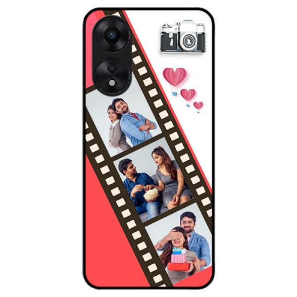Oppo A78 5G Personalized Glass Phone Case - 3 Image Holder with Film Reel