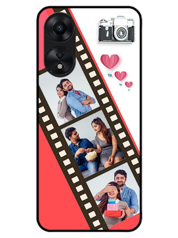 Custom Oppo A78 5G Personalized Glass Phone Case - 3 Image Holder with Film Reel