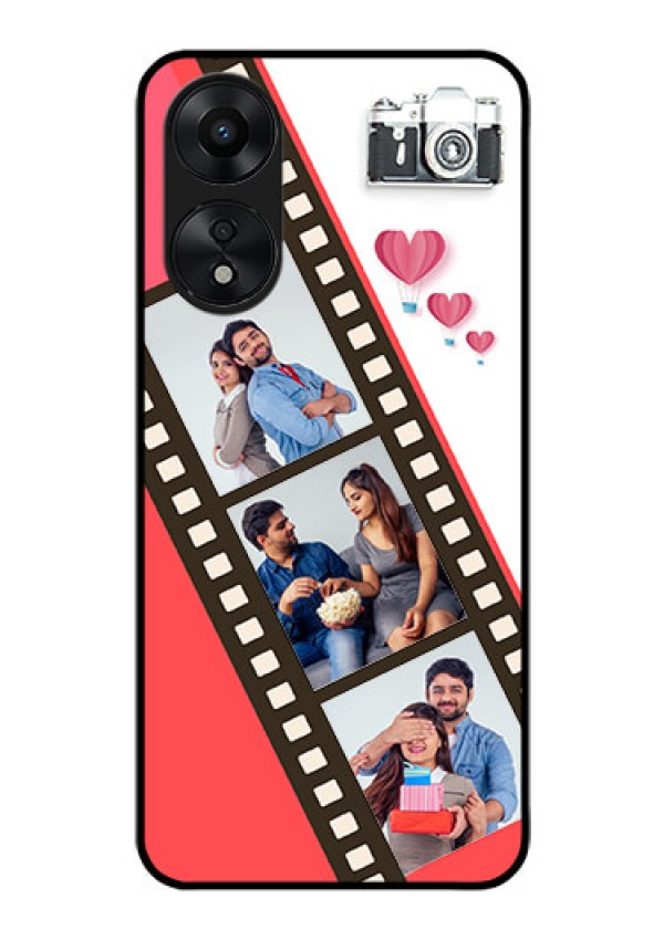 Oppo A78 5G Personalized Glass Phone Case - 3 Image Holder with Film Reel