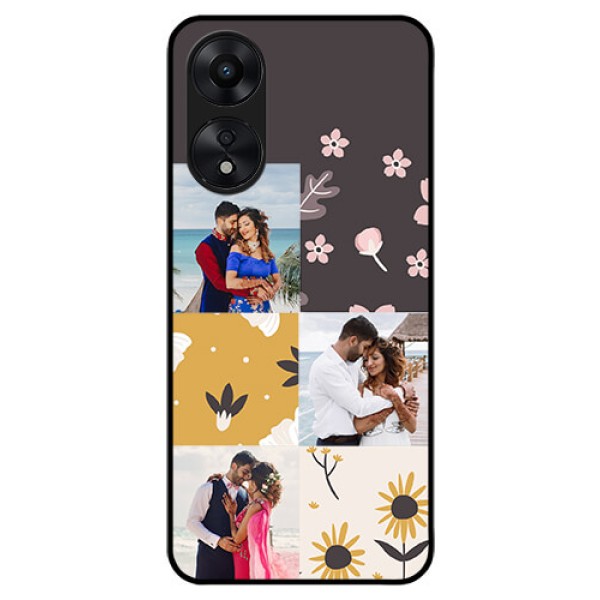 Oppo A78 5G Photo Printing on Glass Case - 3 Images with Floral Design Oppo A78 5G Photo Printing on Glass Case - 3 Images with Floral Design