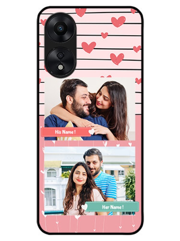 Custom Oppo A78 5G Custom Glass Mobile Case - Photo with Heart Design