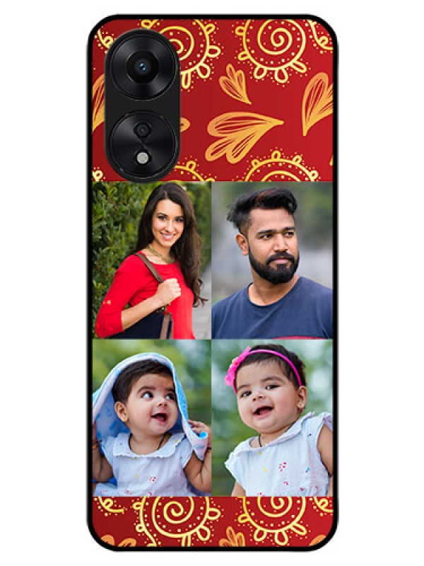 Custom Oppo A78 5G Photo Printing on Glass Case - 4 Image Traditional Design
