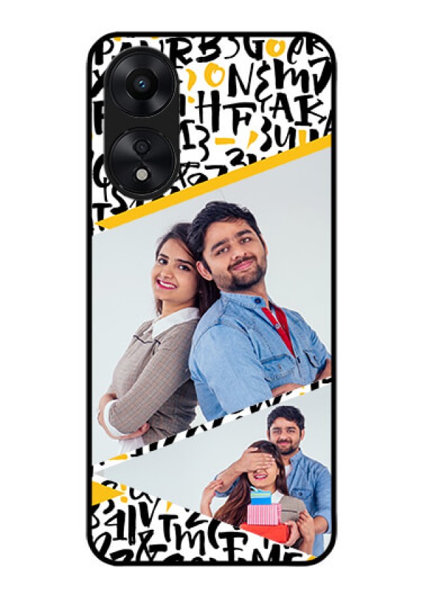 Oppo A78 5G Custom Glass Mobile Case - Letters Pattern Design