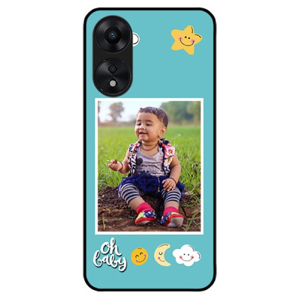 Oppo A78 5G Personalized Glass Phone Case - Smiley Kids Stars Design