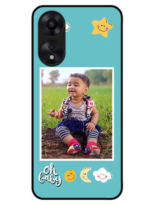Custom Oppo A78 5G Personalized Glass Phone Case - Smiley Kids Stars Design