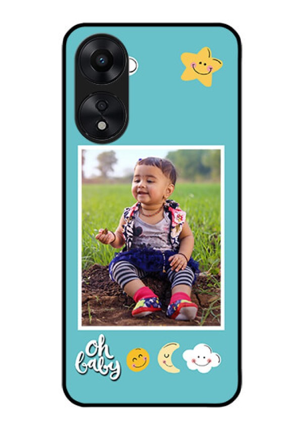 Oppo A78 5G Personalized Glass Phone Case - Smiley Kids Stars Design
