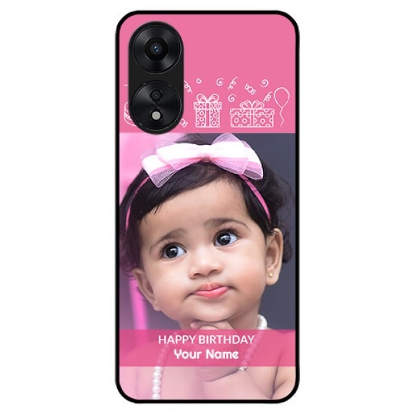 Oppo A78 5G Photo Printing on Glass Case - with Birthday Line Art Design Oppo A78 5G Photo Printing on Glass Case - with Birthday Line Art Design