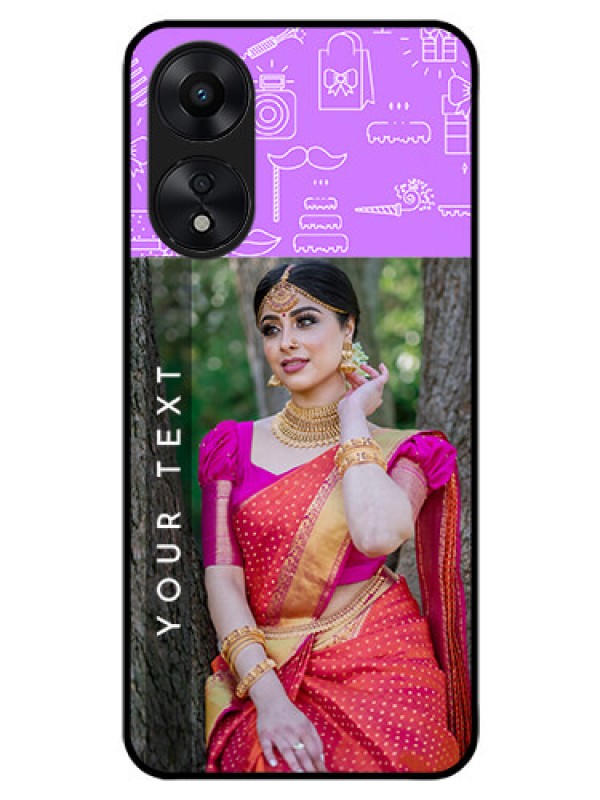 Custom Oppo A78 5G Custom Glass Mobile Case - Birthday Icons Design