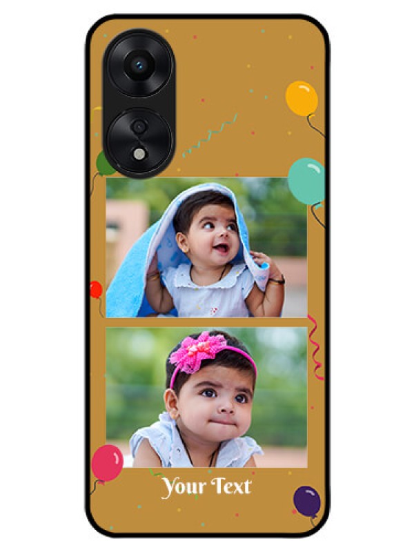 Custom Oppo A78 5G Personalized Glass Phone Case - Image Holder with Birthday Celebrations Design