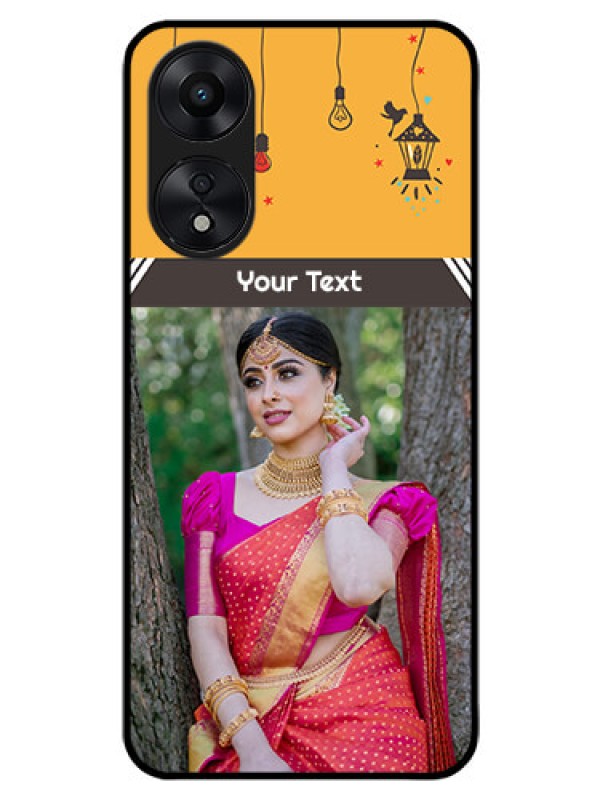 Custom Oppo A78 5G Custom Glass Mobile Case - with Family Picture and Icons