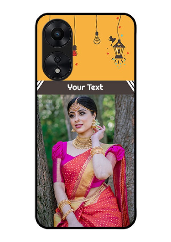 Oppo A78 5G Custom Glass Mobile Case - with Family Picture and Icons