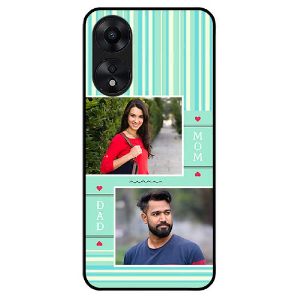 Oppo A78 5G Custom Glass Phone Case - Mom & Dad Pic Design