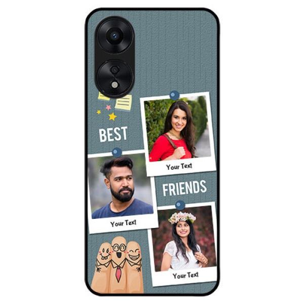 Oppo A78 5G Personalized Glass Phone Case - Sticky Frames and Friendship Design Oppo A78 5G Personalized Glass Phone Case - Sticky Frames and Friendship Design