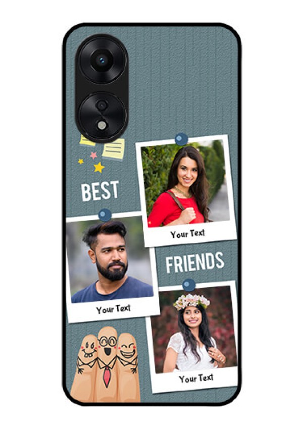 Oppo A78 5G Personalized Glass Phone Case - Sticky Frames and Friendship Design