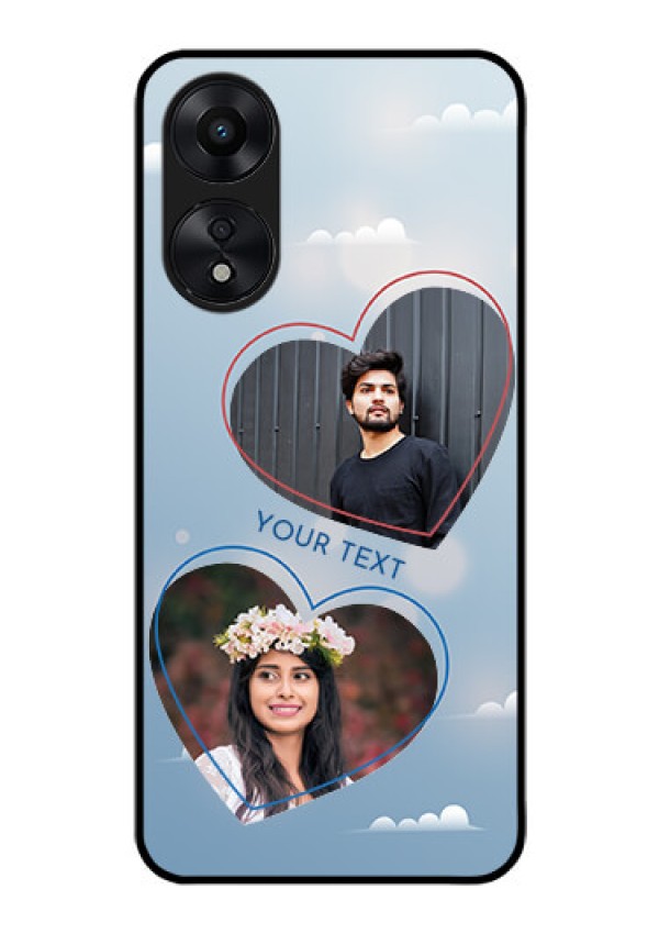 Oppo A78 5G Custom Glass Mobile Case - Blue Color Couple Design