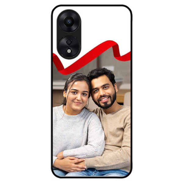 Oppo A78 5G Photo Printing on Glass Case - Red Ribbon Frame Design