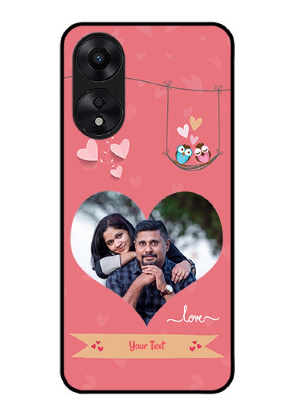 Oppo A78 5G Personalized Glass Phone Case - Peach Color Love Design