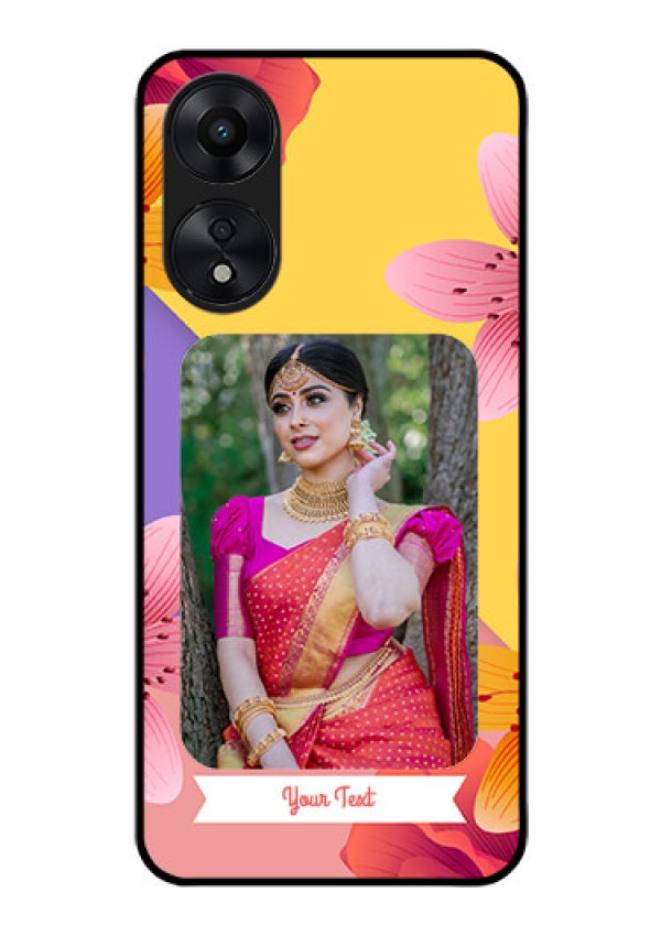 Oppo A78 5G Custom Glass Mobile Case - 3 Image With Vintage Floral Design