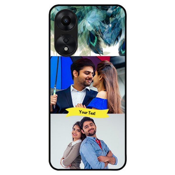 Oppo A78 5G Personalized Glass Phone Case - Image with Boho Peacock Feather Design